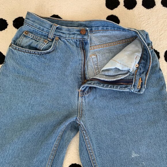 Vintage 90s LA Blues Mom Jeans 16 High Rise Faded Distressed Denim Tapered Leg - Picture 4 of 13